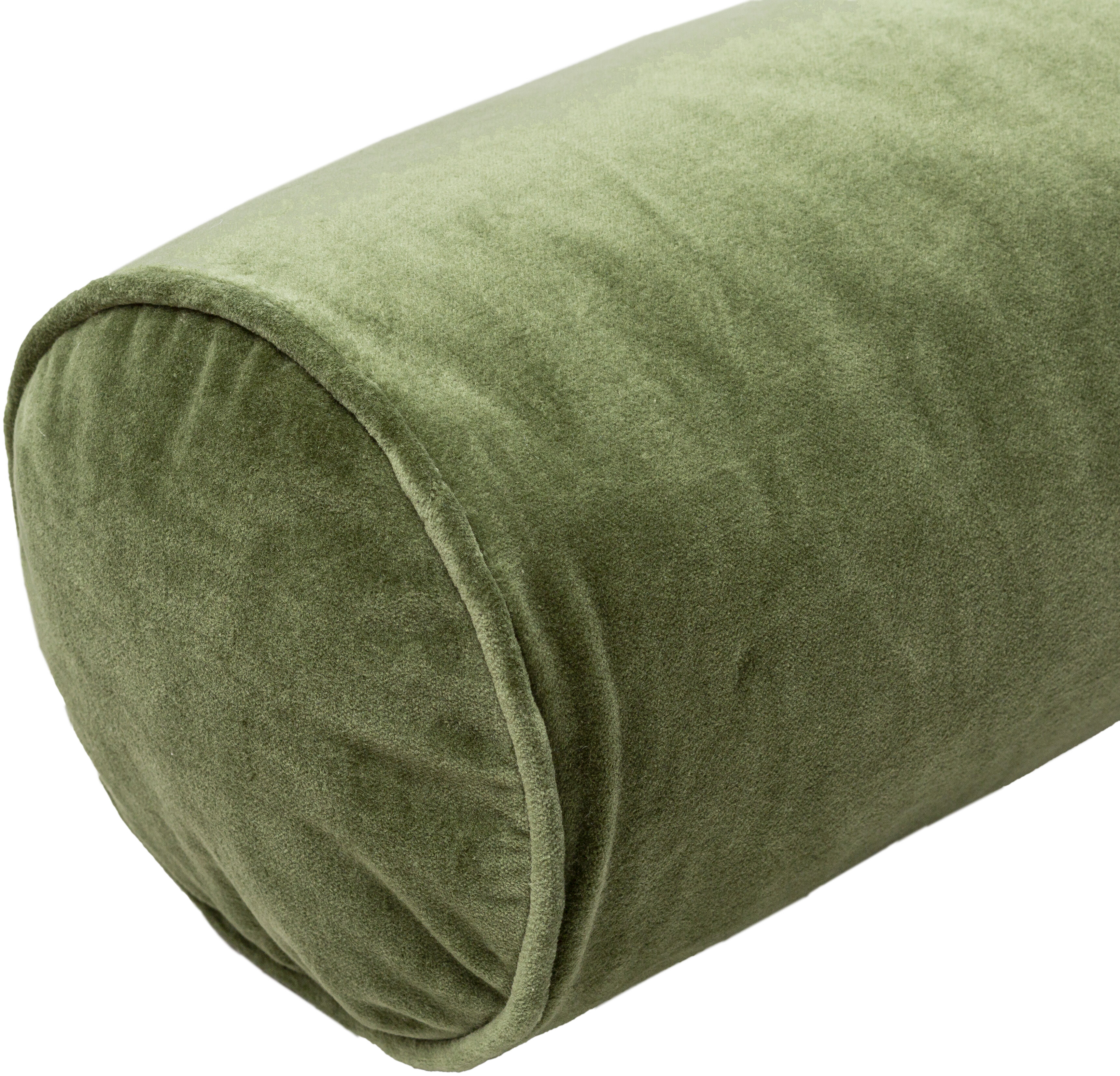 Cotton Velvet 21 inch Medium Green Pillow Kit, Bolster