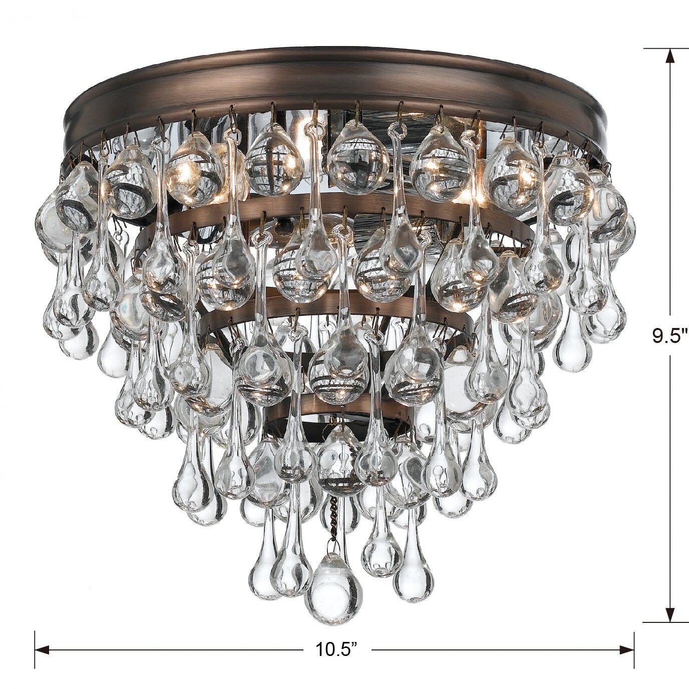 Calypso 3 Light 10.5 inch Vibrant Bronze Flush Ceiling Light