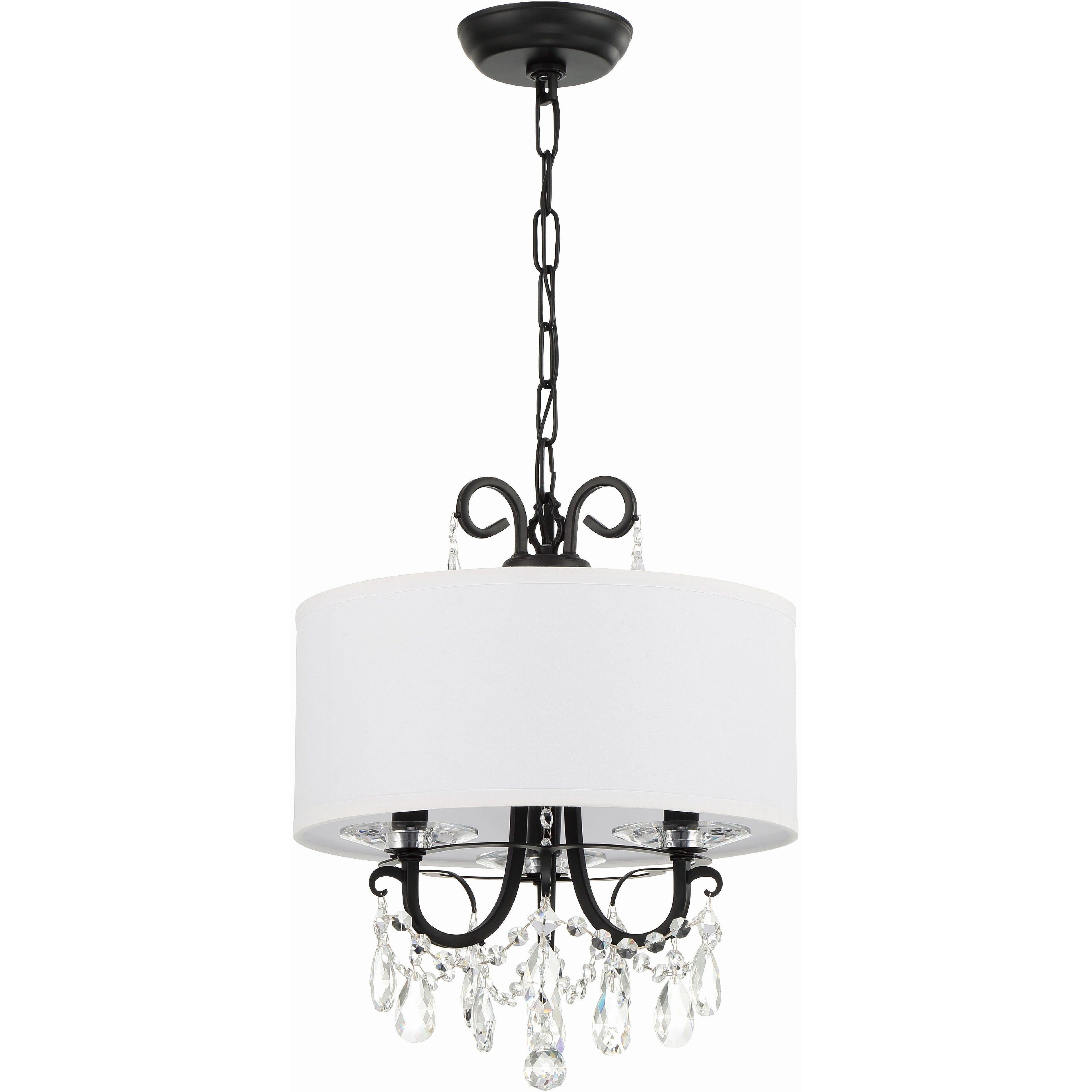 Othello 3 Light 14 inch Matte Black Mini Chandelier Ceiling Light in Clear Hand Cut