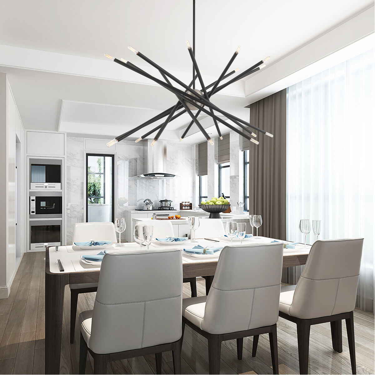 Soho 20 Light 38 inch Scandinavian Gray Chandelier Ceiling Light