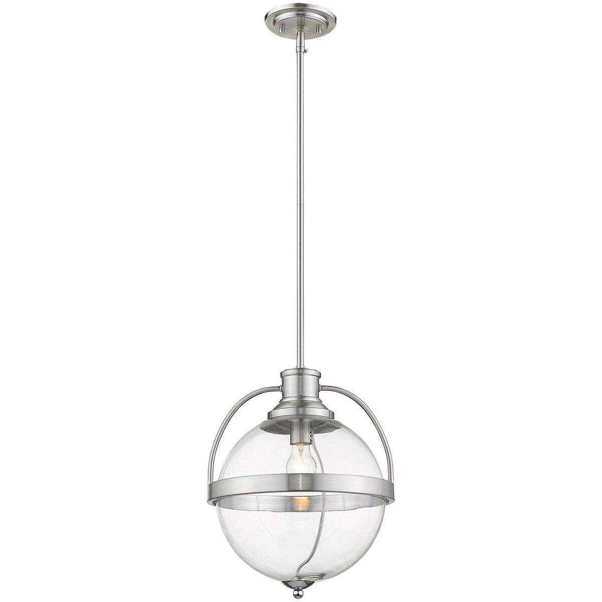 Kassian 1 Light 12.75 inch Satin Nickel Pendant Ceiling Light