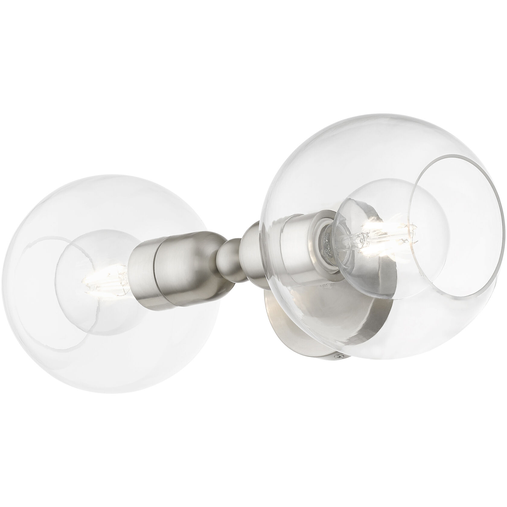 Downtown 2 Light 7 inch Brushed Nickel Vanity Sconce Wall Light, Sphere