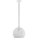 Chantily 1 Light 12 inch White with Brushed Nickel Accents Pendant Ceiling Light