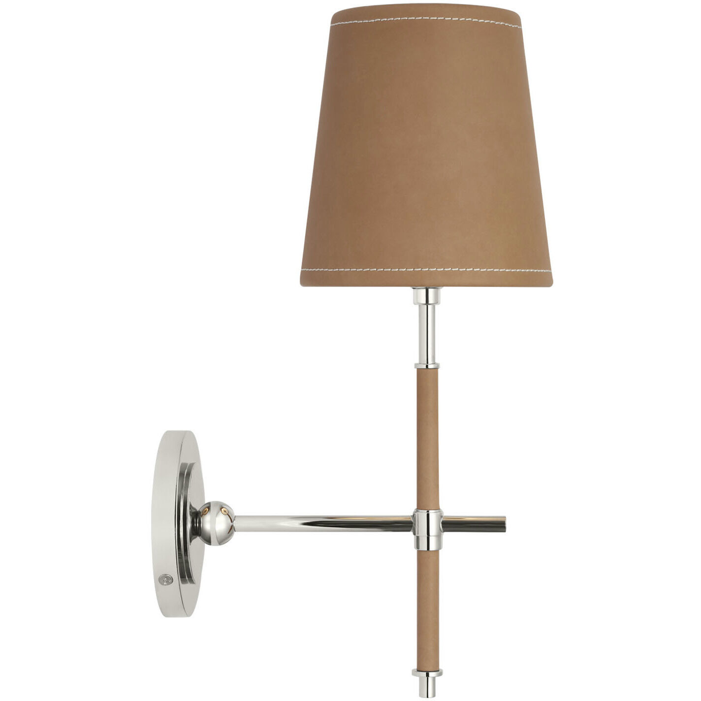 Thomas O'Brien Bryant LED 5.5 inch Polished Nickel and Natural Leather Wrapped Sconce Wall Light