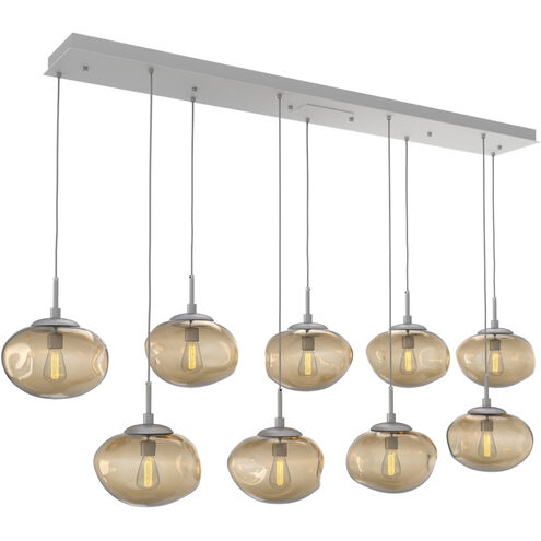Nova Incandescent 9 Light Classic Silver Linear Pendant Ceiling Light in Bronze, Multi-Pendant