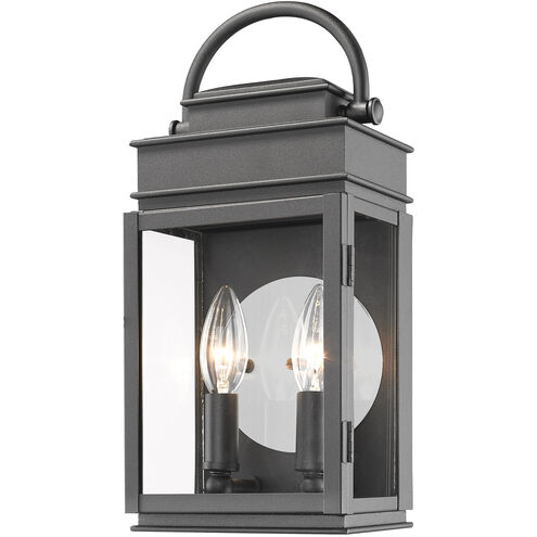 Fulton 2 Light 12.5 inch Black Outdoor Wall Light