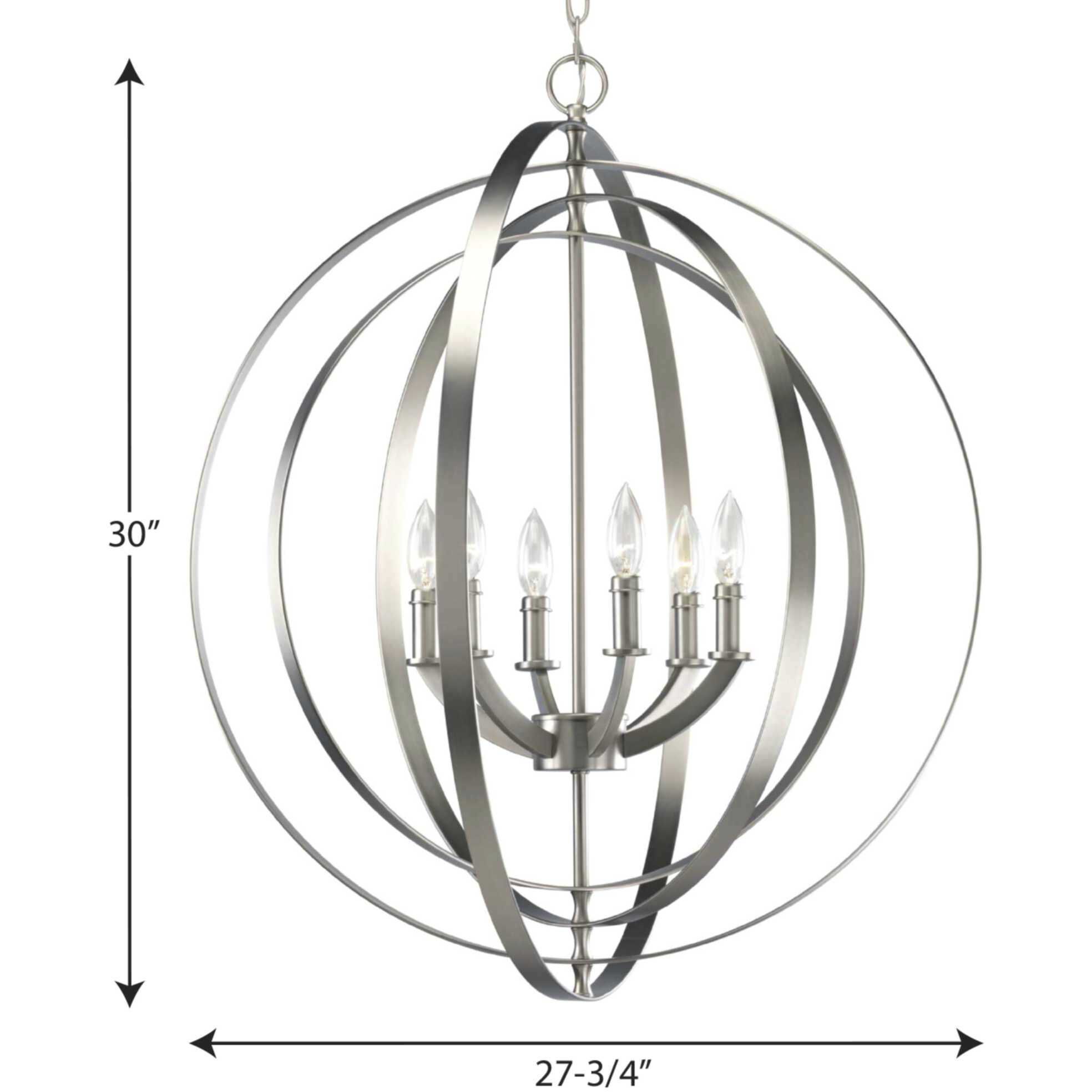 Equinox 6 Light 28 inch Burnished Silver Foyer Pendant Ceiling Light