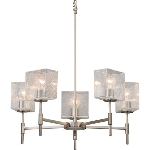 Fusion 5 Light 23.25 inch Matte Black Chandelier Ceiling Light in Rectangle, Incandescent, Opal Fusion