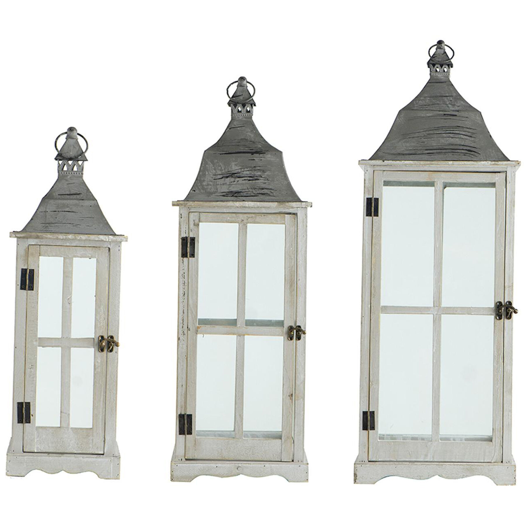 Window 12.6 inch Gray Lantern, Set of 3