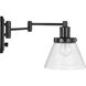 Hinton 12 inch 60.00 watt Matte Black Swing Arm Wall Light 