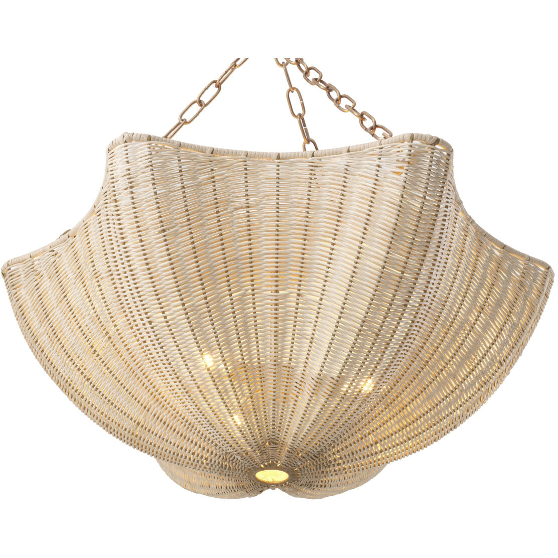 Los Palmos 3 Light 31.89 inch Natural Rattan with Vintage Brass Chandelier Ceiling Light
