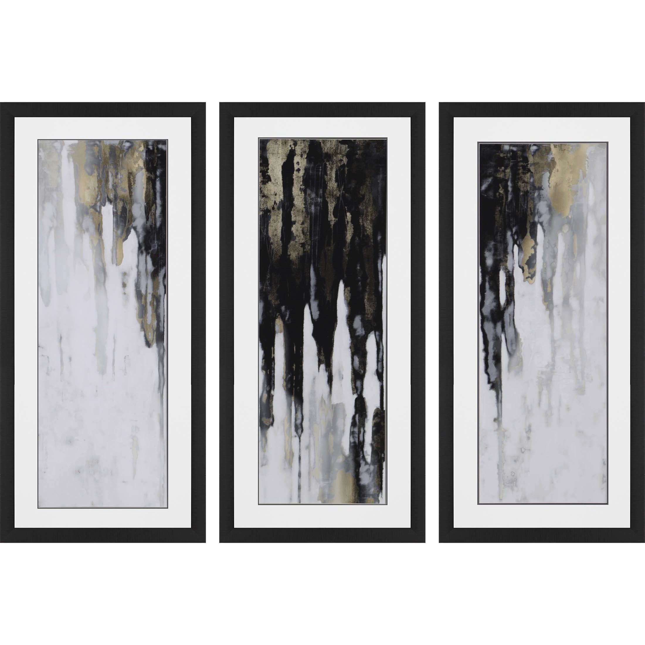 Neutral Space Black and White and Gray and Metallic Framed Art