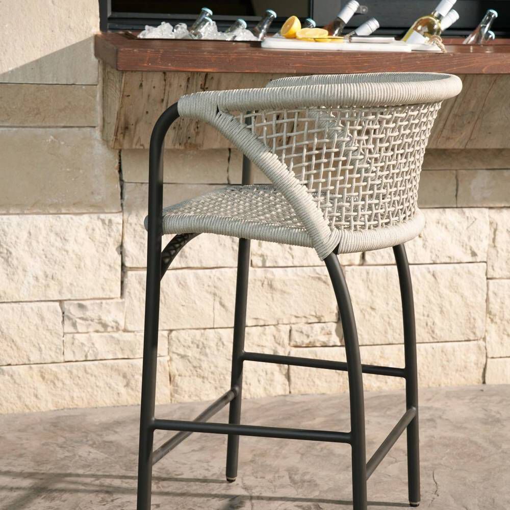 Enzo 40 inch Buff and Blackened Bronze Outdoor Bar Stool
