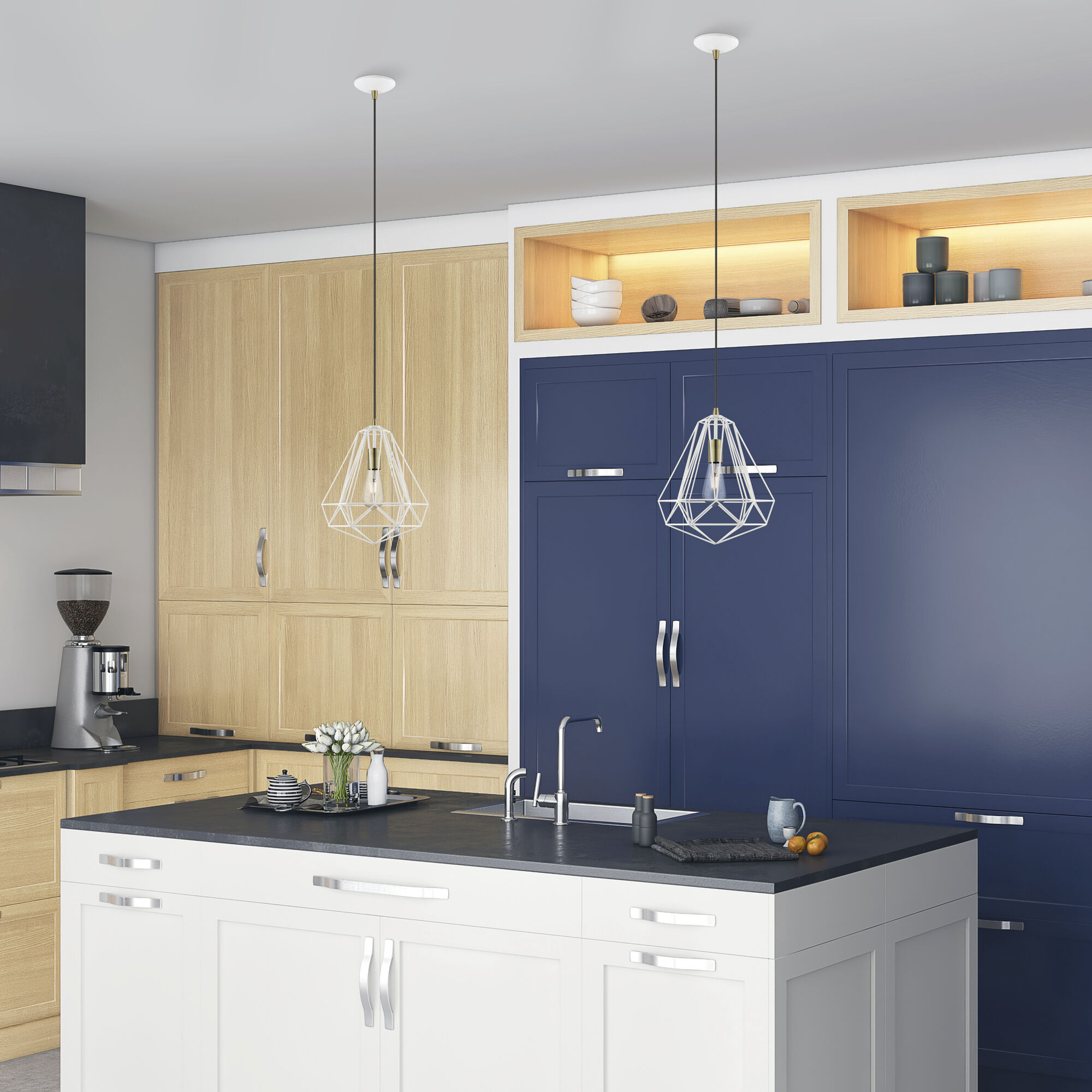 Knox 1 Light 12 inch Textured White with Antique Brass Accents Pendant Ceiling Light