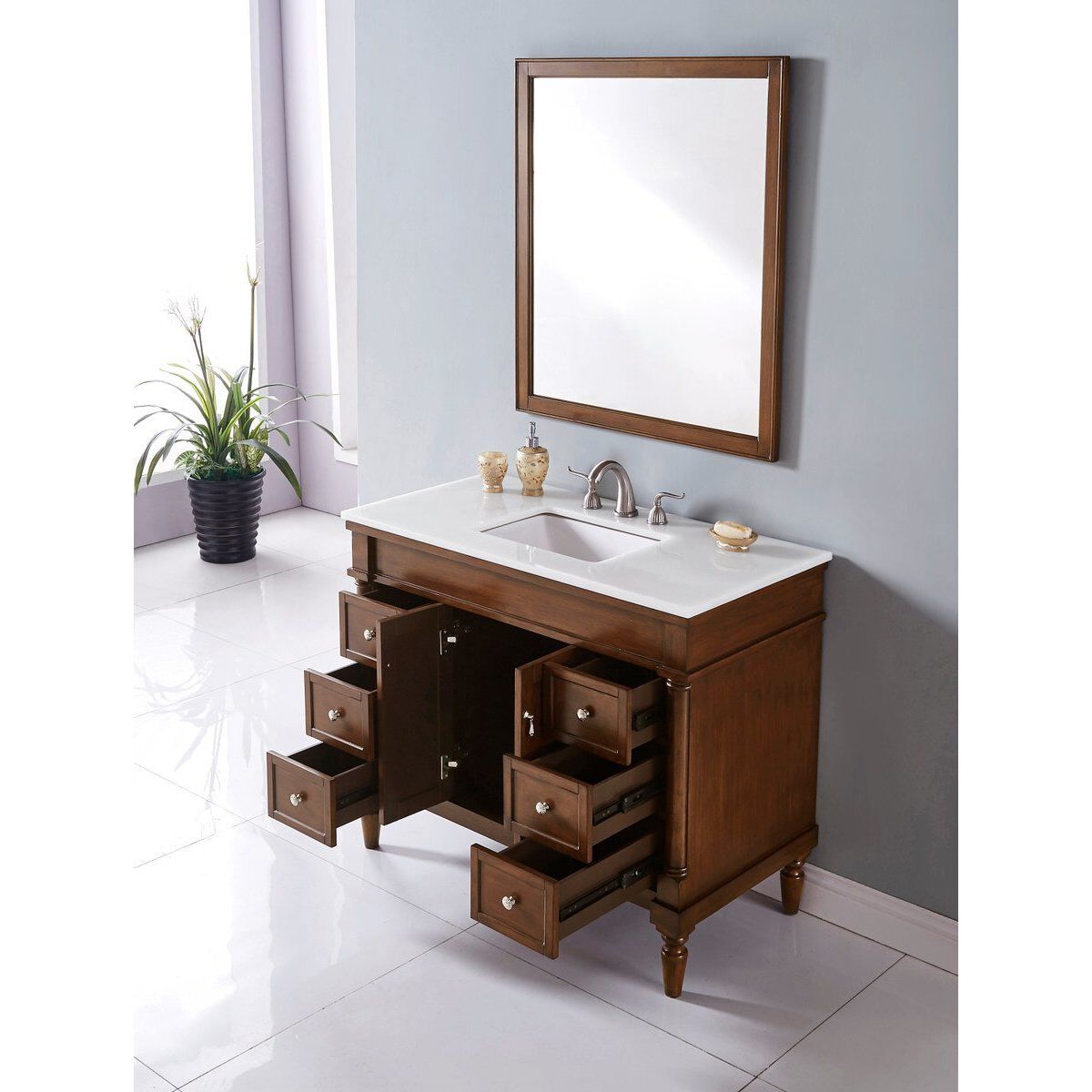 Lexington 42 X 21.5 X 35 inch Walnut Vanity Sink Set