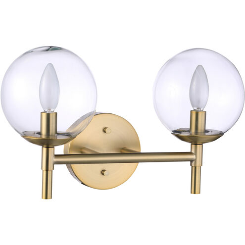Auresa 2 Light 16 inch Soft Brass Bath Light Wall Light