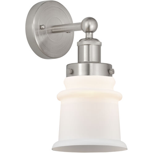 Edison Canton 1 Light 5 inch Brushed Satin Nickel Sconce Wall Light in Matte White Glass