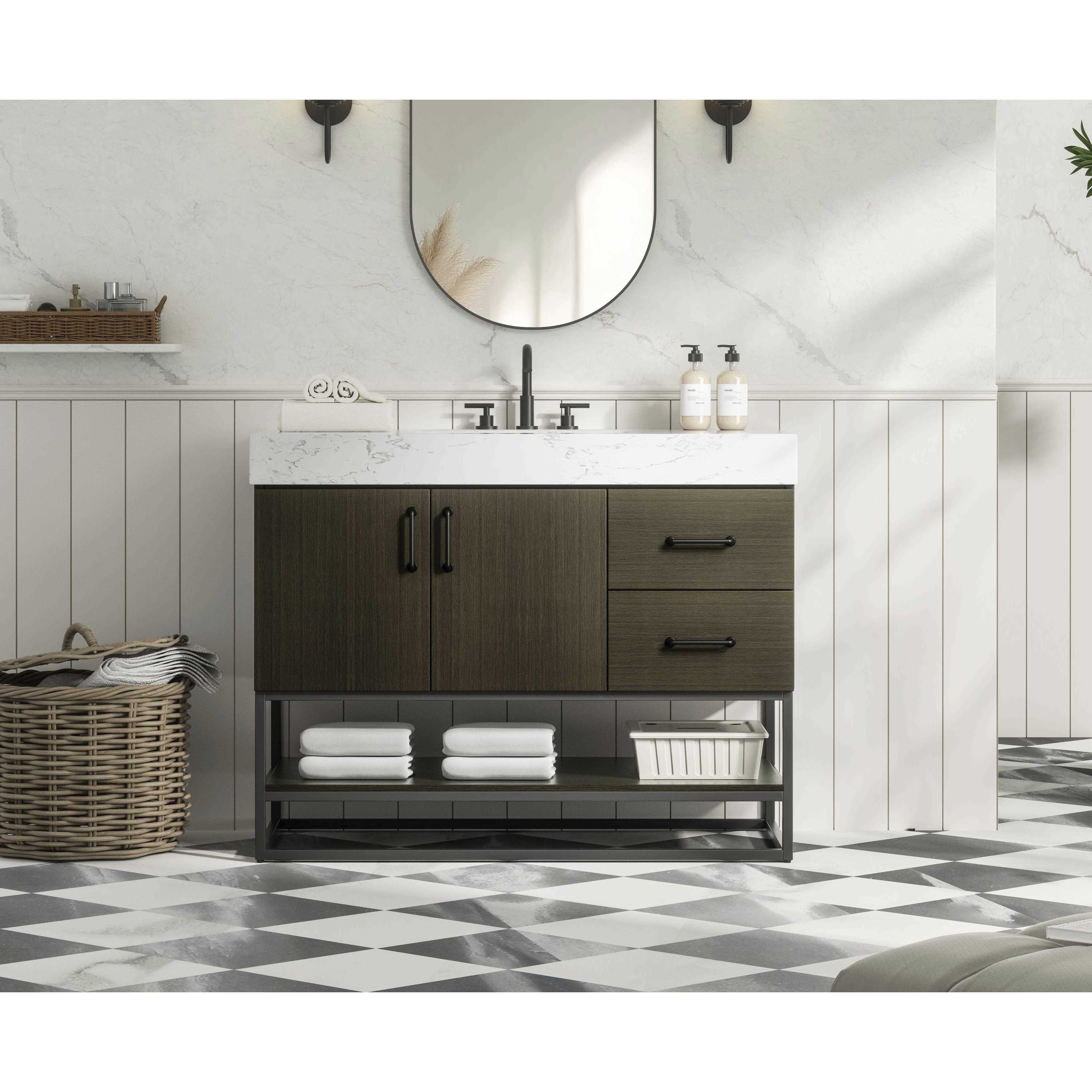 Caroline 42 X 34 inch Mocha Brown Bathroom Vanity Cabinet