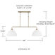 Ross 2 Light 44 inch Aged Brass Linear Chandelier Ceiling Light in Matte White
