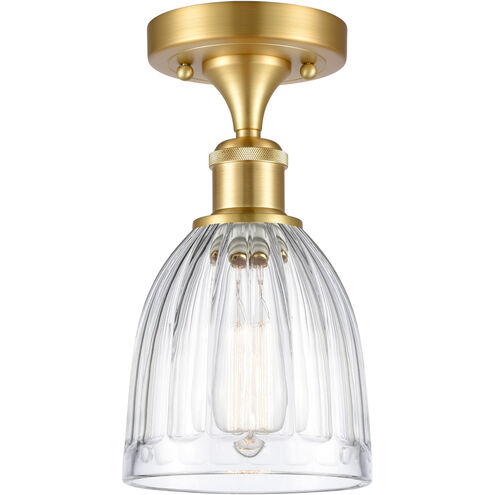 Ballston Brookfield LED 5.75 inch Satin Gold Semi-Flush Mount Ceiling Light in Clear Glass, Ballston