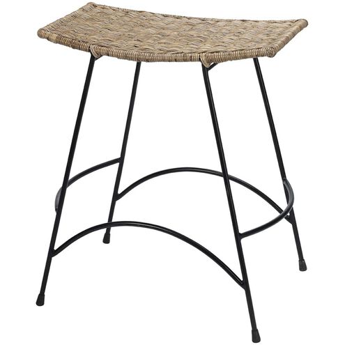 Wing 24 inch Natural Rattan & Black Steel Counter Stool
