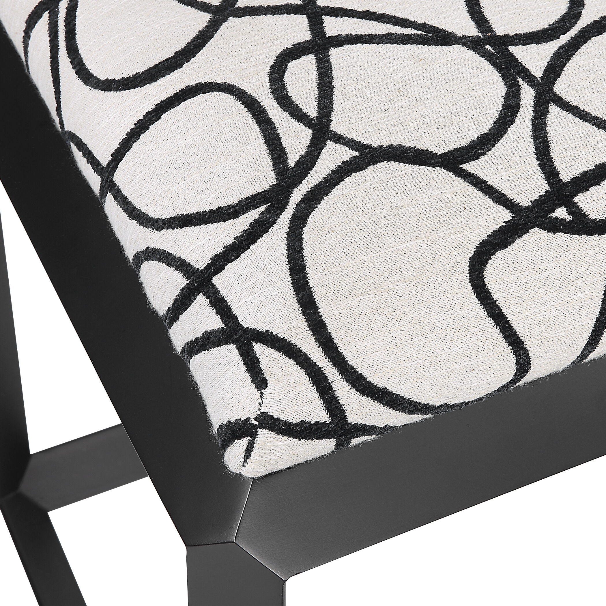 Curls Satin Black and Light Stone Gray Bench