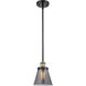 Ballston Small Cone 1 Light 6 inch Black Antique Brass Pendant Ceiling Light in Plated Smoke Glass