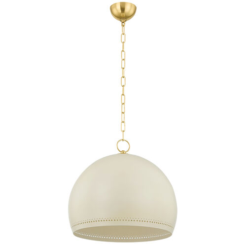 Etna 1 Light 17.75 inch Aged Brass/Soft Cream Pendant Ceiling Light