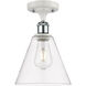 Ballston Cone 1 Light 8 inch White and Polished Chrome Semi-Flush Mount Ceiling Light in Clear Glass