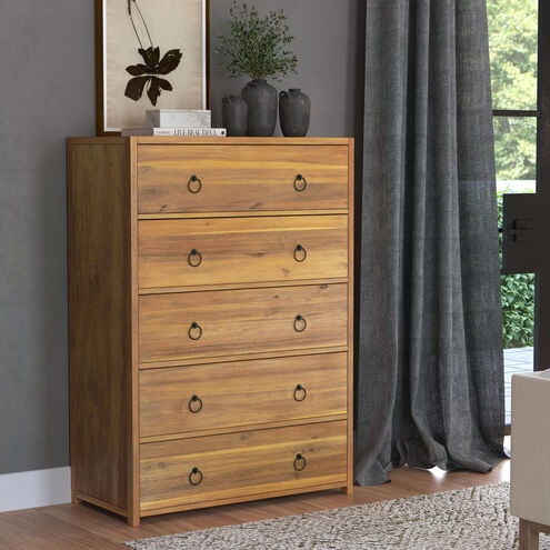 Lark 5 Drawer Dresser in Light Brown