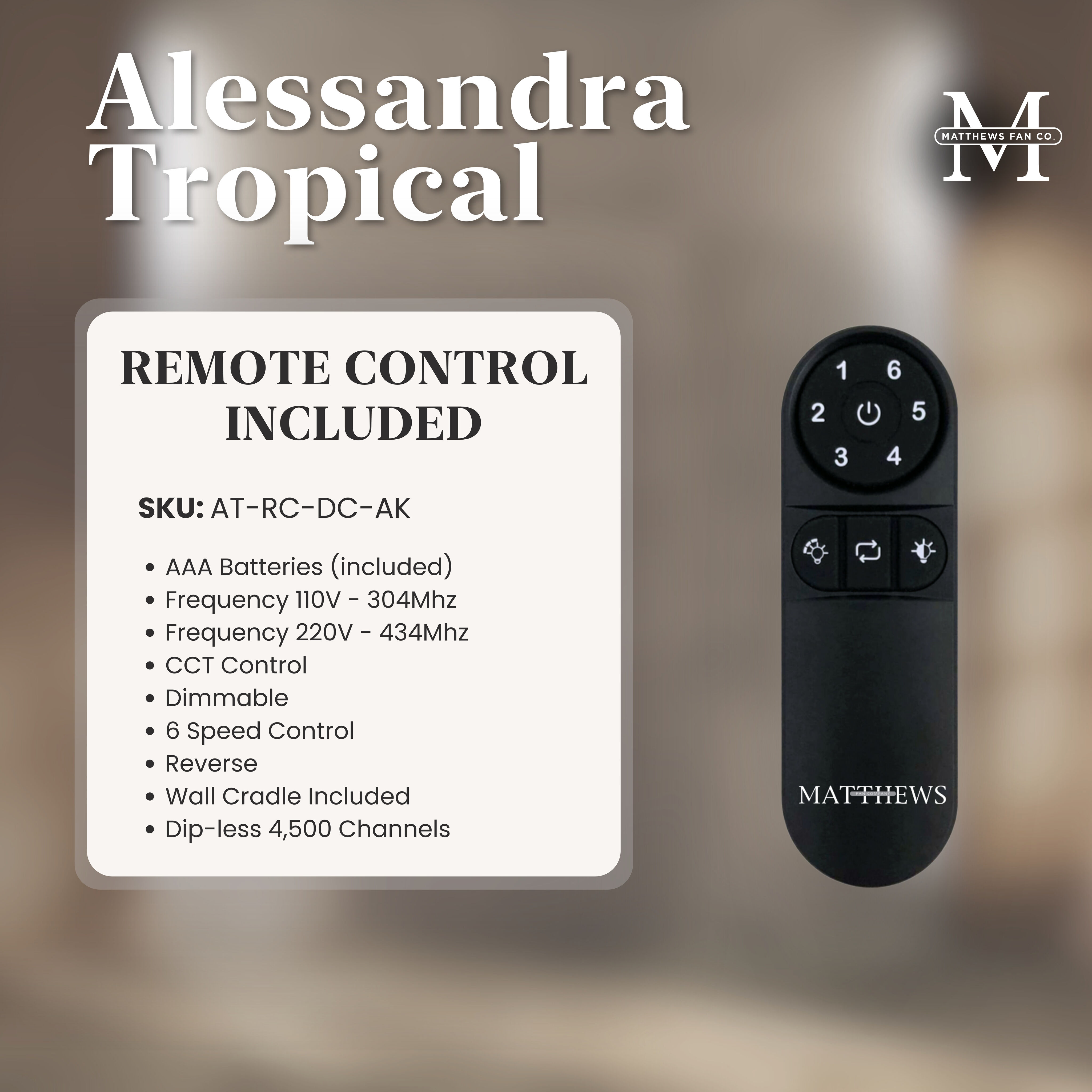 Atlas Alessandra Tropical 48 inch Brushed Nickel with Walnut Tone Blades Ceiling Fan