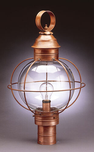 Round Onion 3 Light 24 inch Dark Antique Brass Post Lamp in Clear Seedy Glass, Three 60W Candelabra