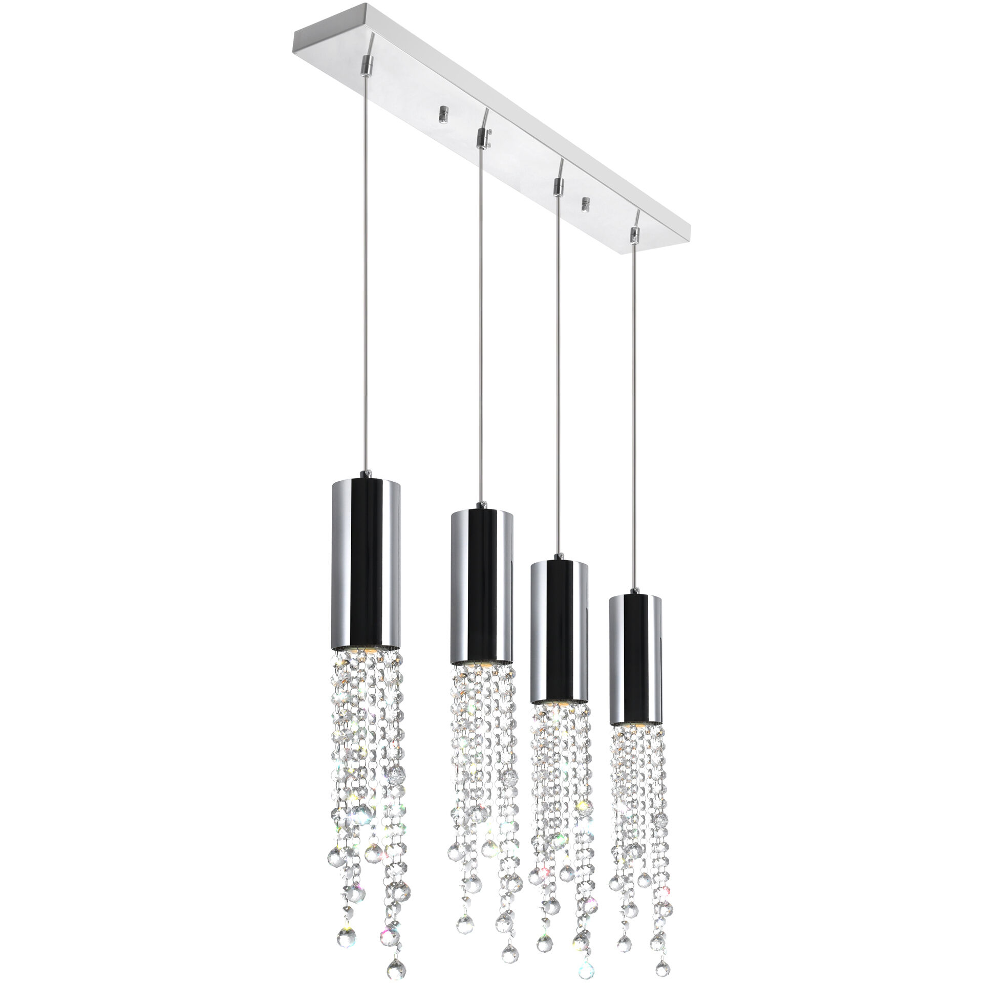 Extended 4 Light 30 inch Chrome Island/Pool Table Light Ceiling Light