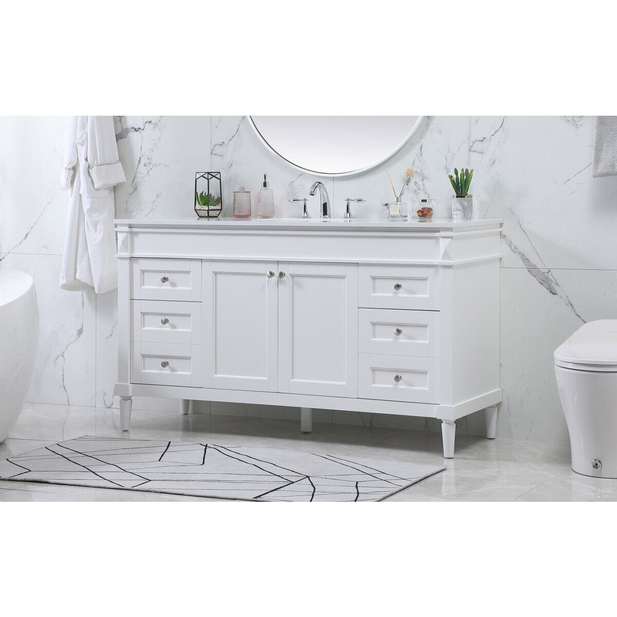 Bennett 60 X 21 X 35 inch White Vanity Sink Set
