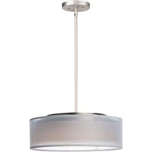 Prime LED 16 inch Satin Nickel Single Pendant Ceiling Light in White Organza
