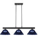 Cobalt 3 Light 46 inch Matte Black Billiard Ceiling Light in Dark Blue Acrylic