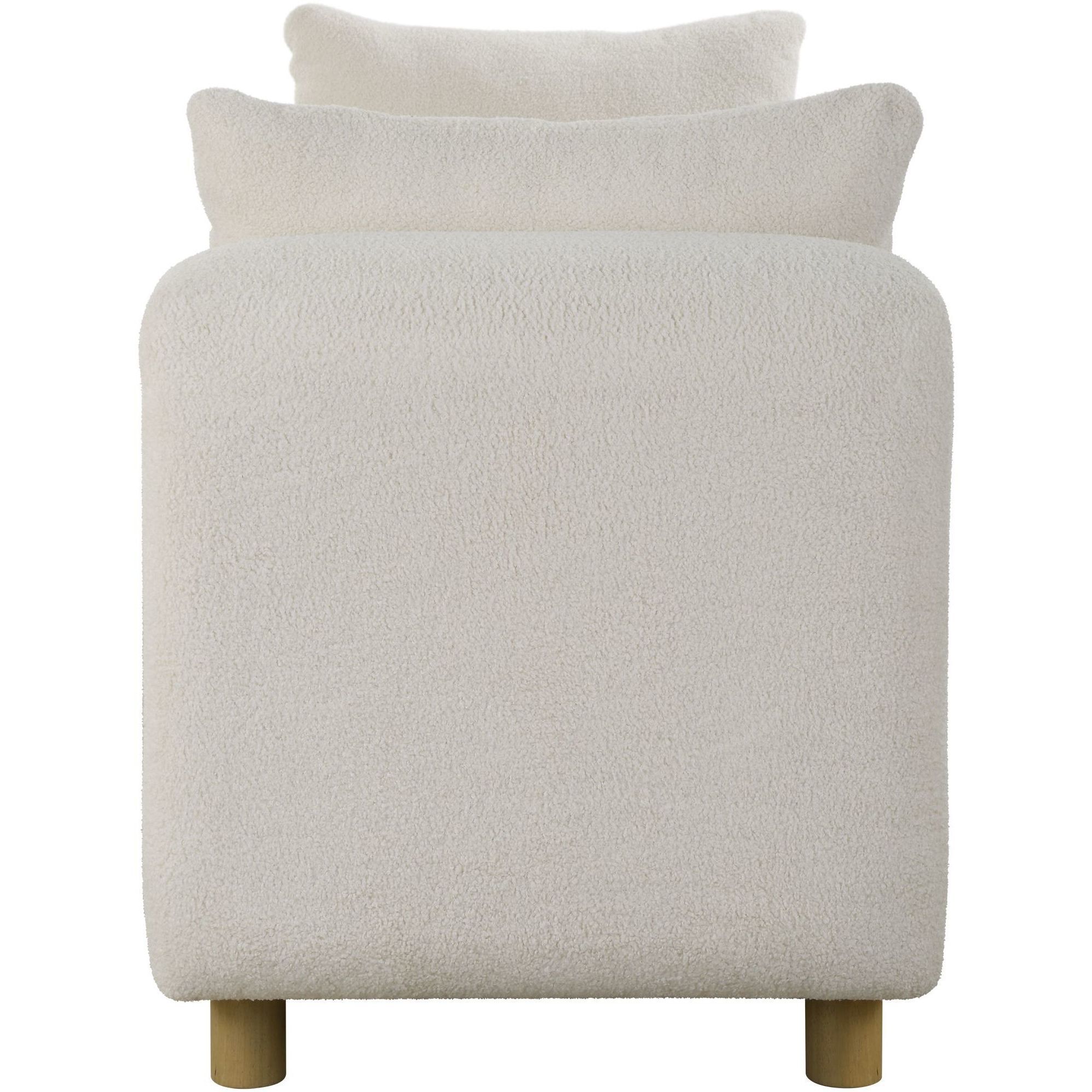 Repose Soft Ivory Faux Sheepskin and Light Oak Oversized Bench