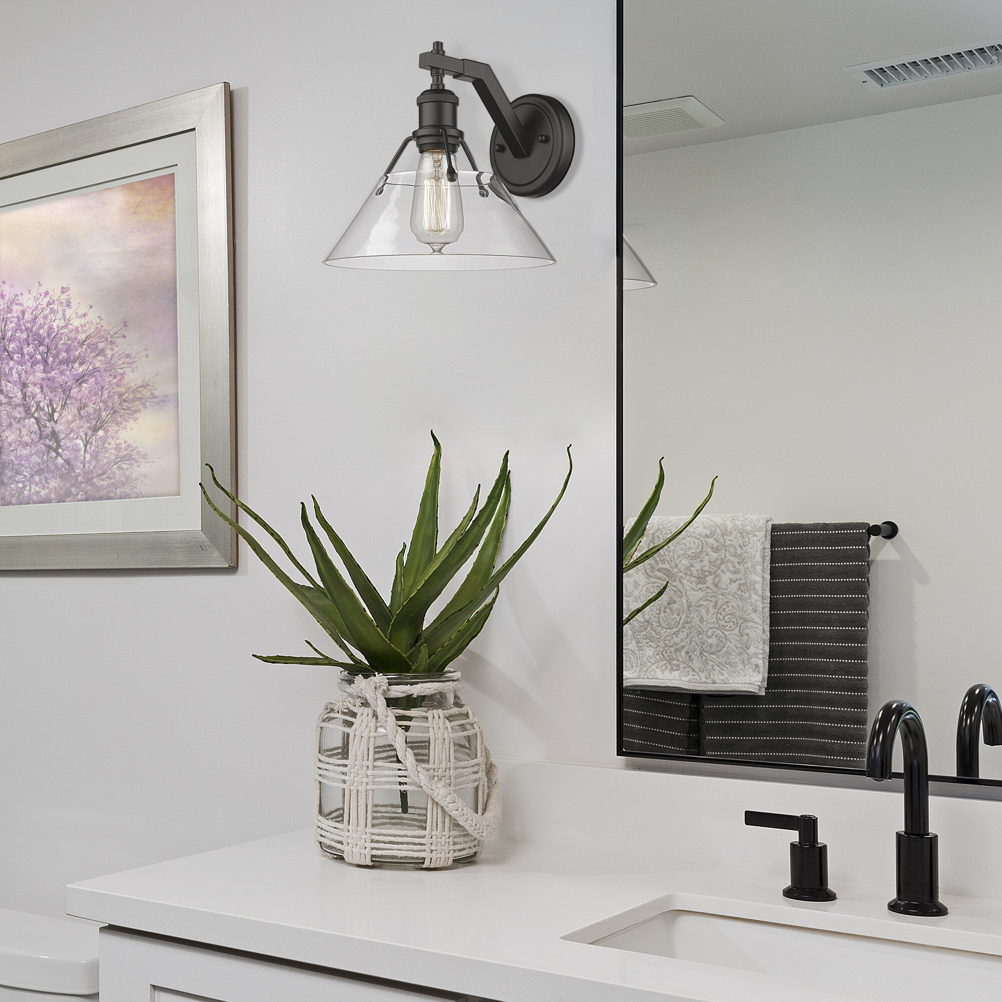 Yep Orwell 1 Light 10 inch Matte Black Wall Sconce Wall Light in Clear Glass