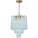 Ollie 4 Light 14.25 inch Aged Brass Pendant Ceiling Light in Sand Glass Blue