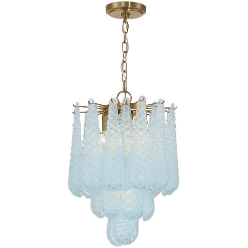 Ollie 4 Light 14.25 inch Aged Brass Pendant Ceiling Light in Sand Glass Blue