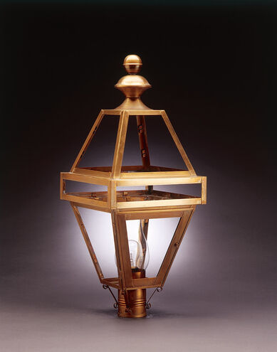 Boston 1 Light 29 inch Dark Antique Brass Post Lamp in Clear Glass, One 75W Medium with Chimney