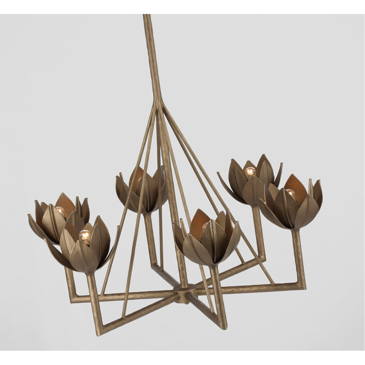 Julie Neill Alberto 6 Light 30 inch Antique Bronze Leaf Single Tier Chandelier Ceiling Light, Small