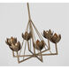 Julie Neill Alberto 6 Light 30 inch Antique Bronze Leaf Single Tier Chandelier Ceiling Light, Small