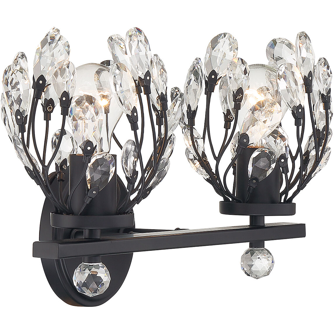 Moreno 2 Light 15.5 inch Black Bathroom Vanity Light Wall Light