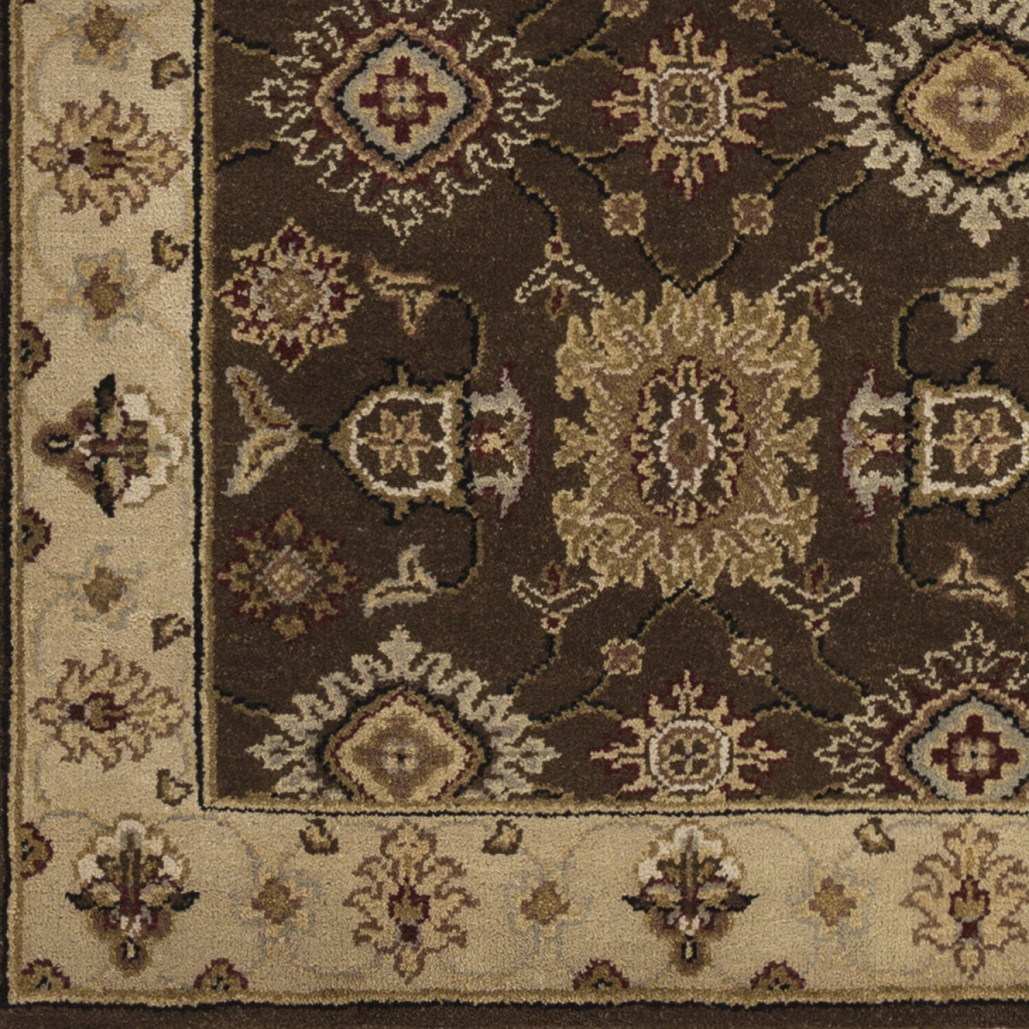 Dinar 36 X 24 inch Ivory / Dark Brown / Tan / Olive Handmade Rug