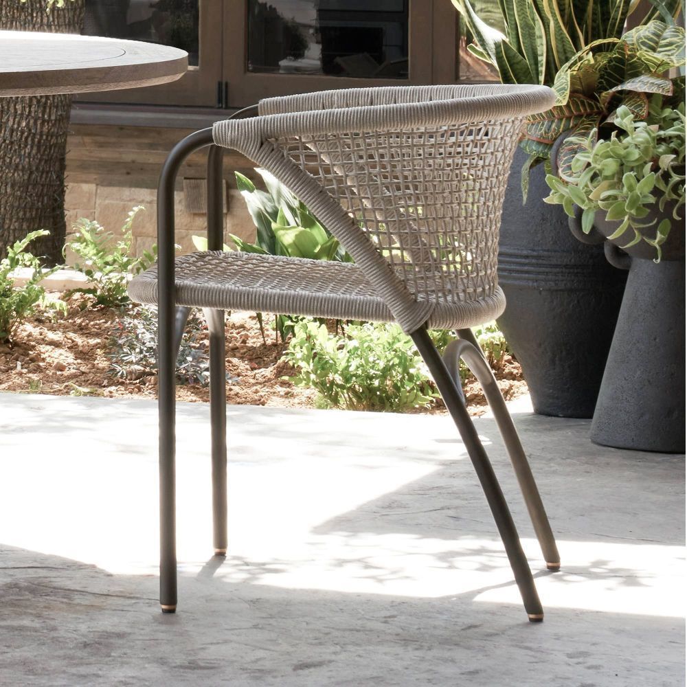 Enzo Buff and Blackened Bronze Outdoor Dining Chair
