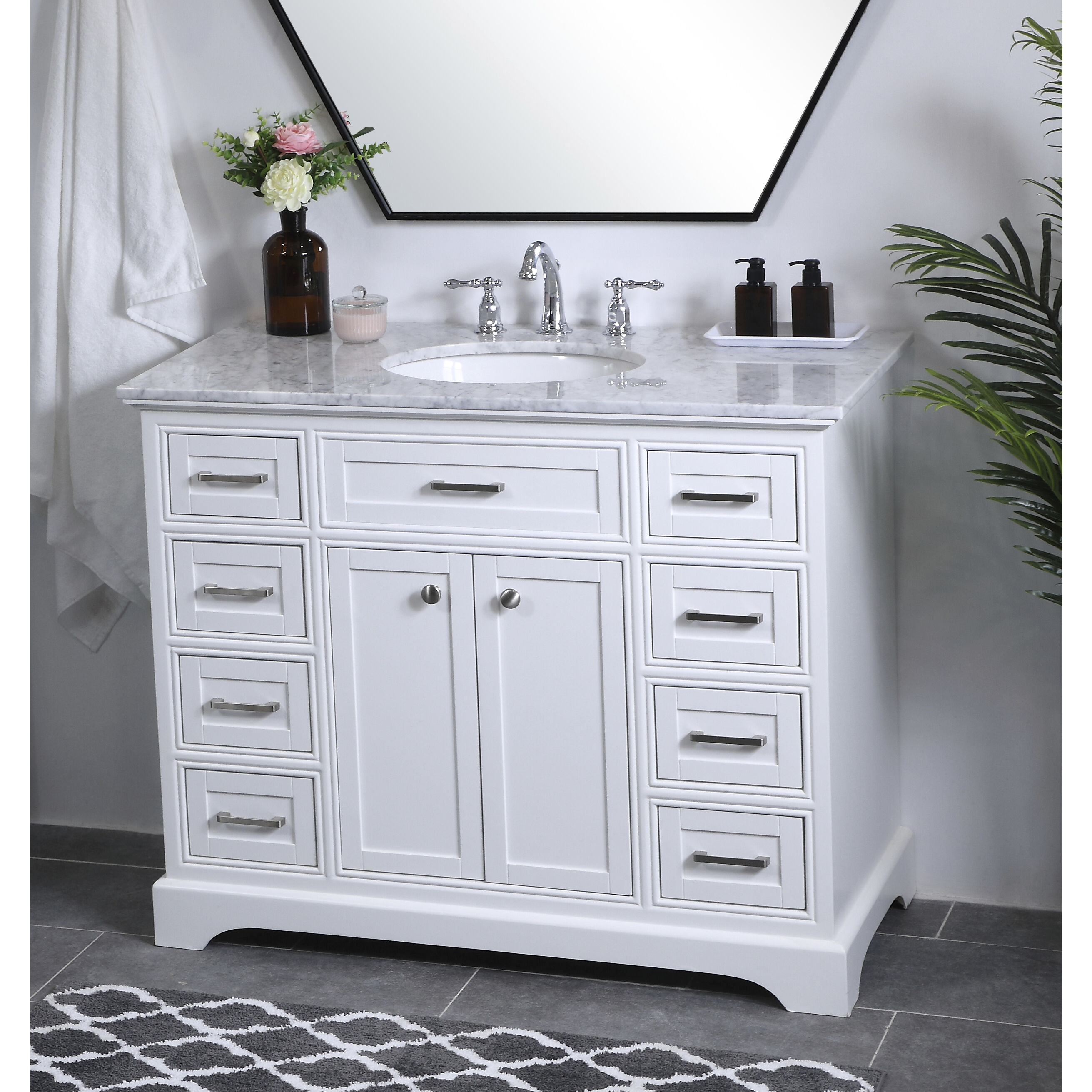 Americana 84 X 22 X 70 inch White Vanity Sink Set