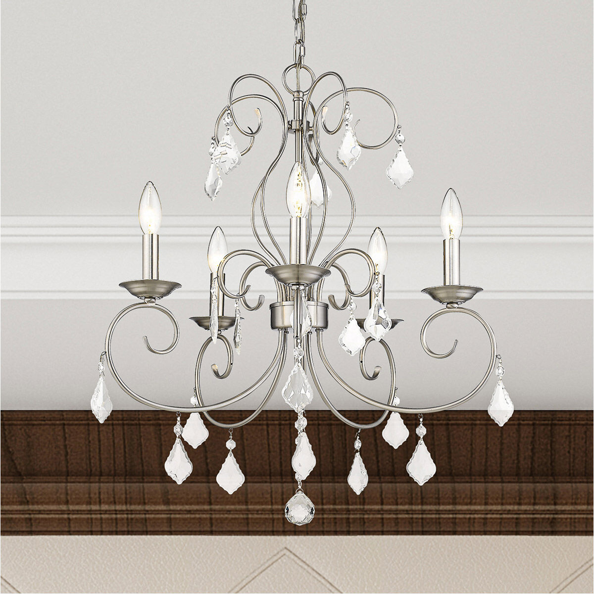 Donatella 5 Light 22 inch Brushed Nickel Chandelier Ceiling Light