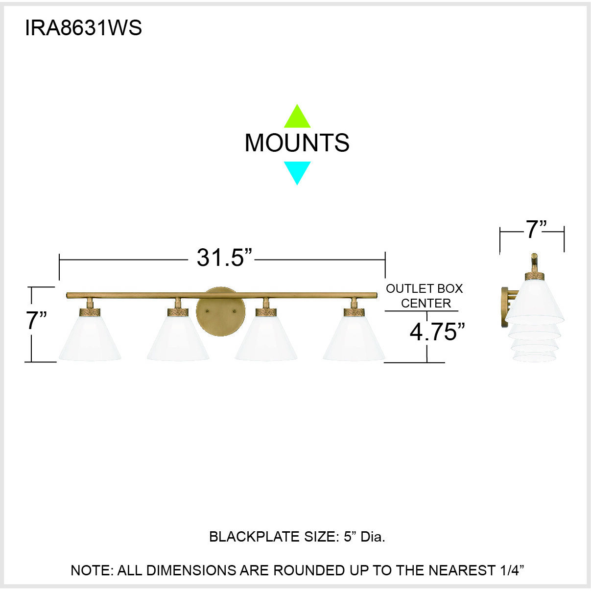 Ira 4 Light 32 inch Weathered Brass Bath Light Wall Light