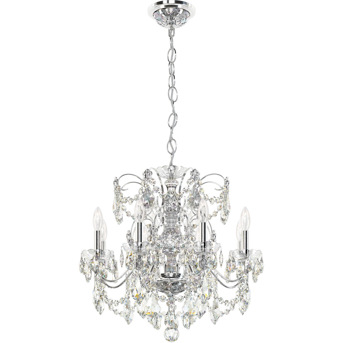 Century 8 Light 24 inch Polished Silver Chandelier Ceiling Light
